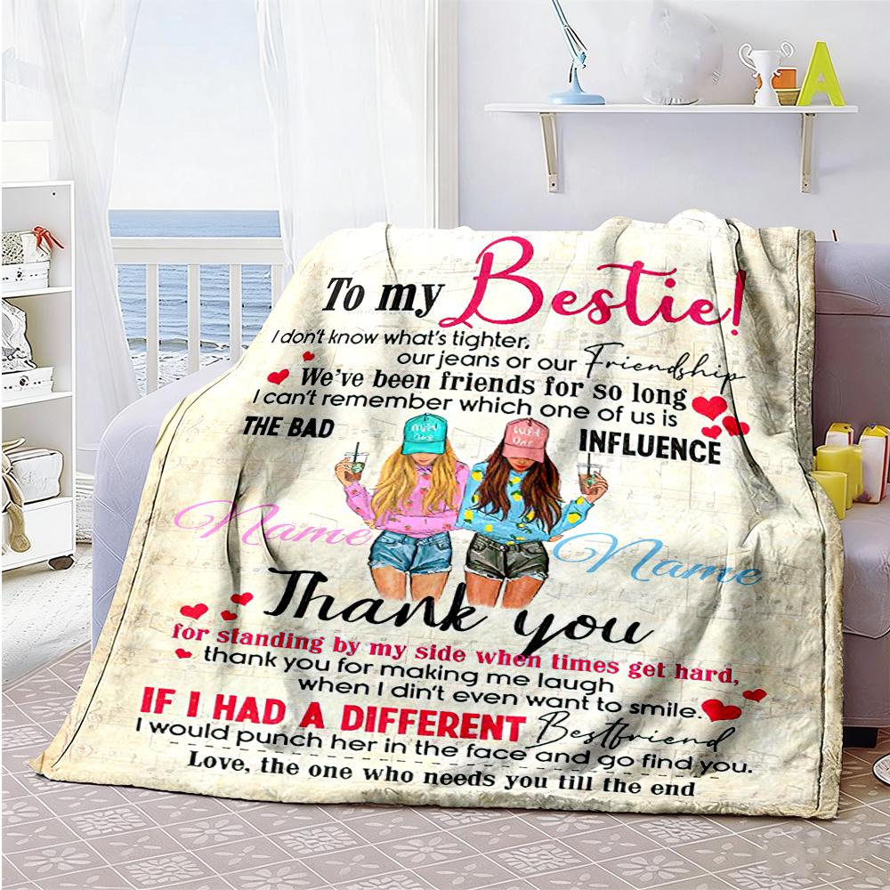 Good Friends Personalized Name Blanket Throw Personalized Blanket Ultra-Soft for Bedding Bed Nap Livingroom Four Seasons Universal