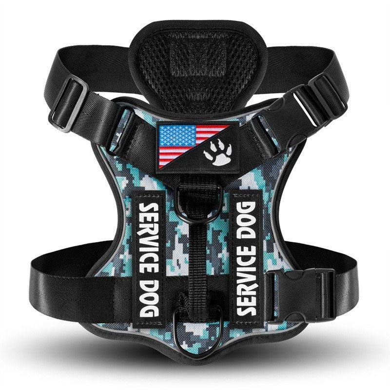 Service Dog Harness, Reflective Dog Vest Harness with 5 PCS Patches, Adjustable Soft Oxford Pet Harness, Inner Layer Mesh, Easy