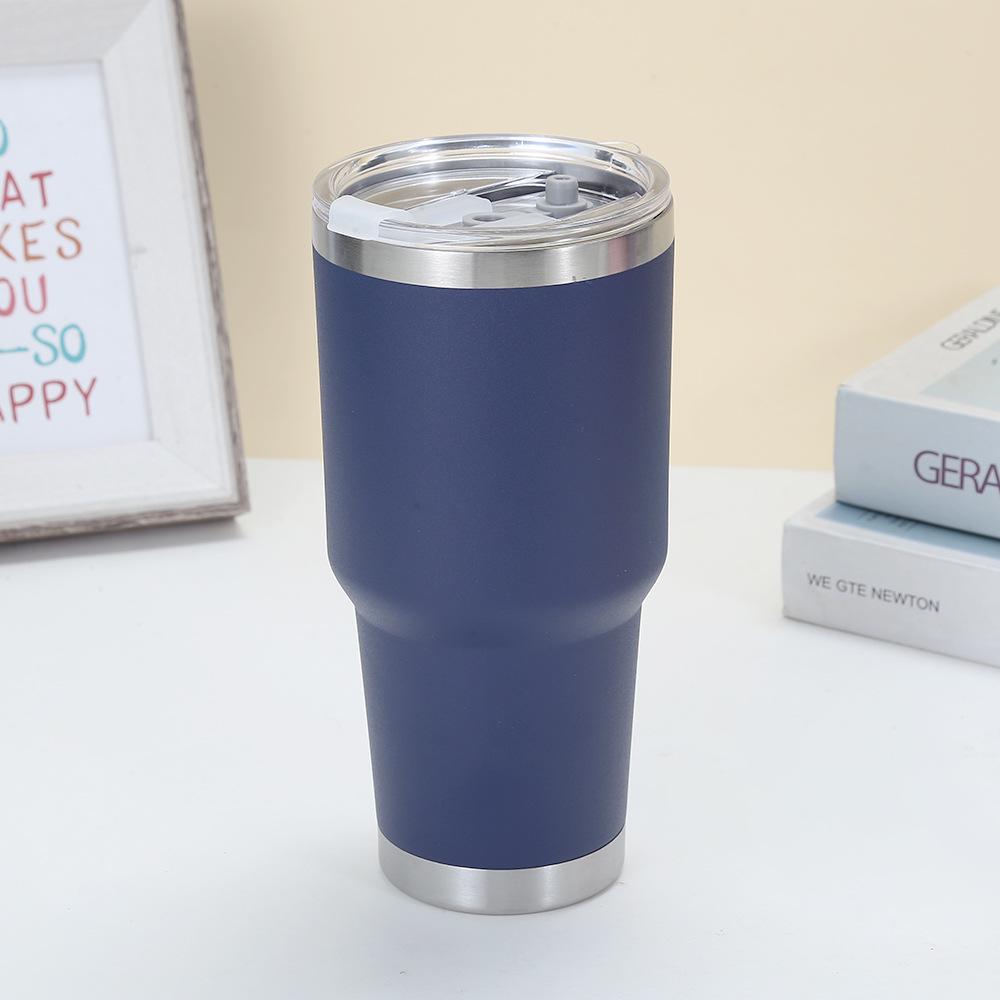 30oz Powder Coated Stainless Steel Insulated Car Cup - Double Layer, Large Capacity, Ice Buster for Outdoor Cold Storage