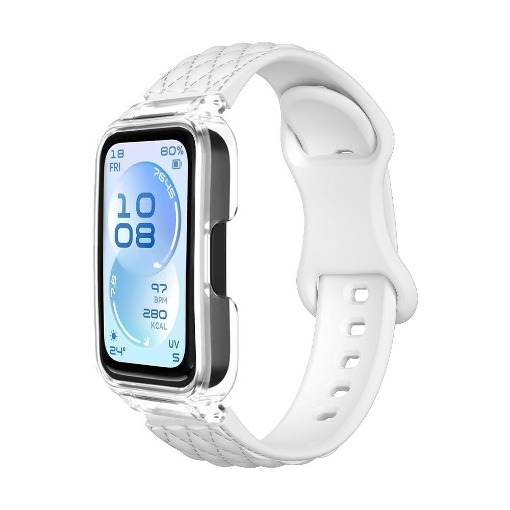 Микроволновый узор Однотонный ремешок + ПК-чехол для Huawei Band 11/11pro Мягкий силиконовый спортивный ремешок для часов для Huawei Band 11/11pro