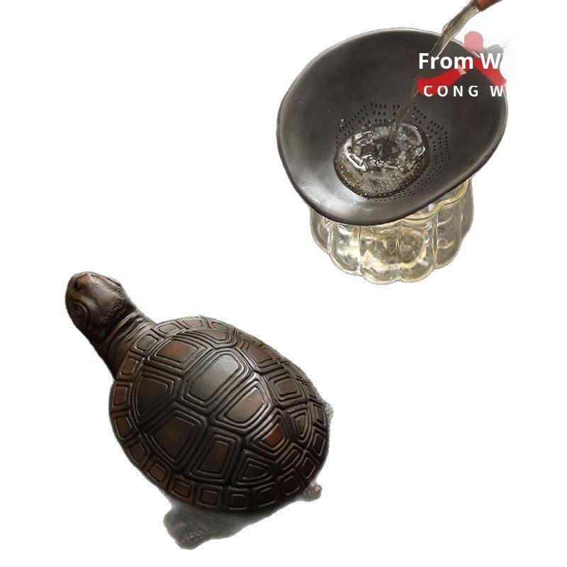 Eco-Friendly Ceramic Tea Strainer with Leaf Filter Net Pet Ornament Infuser Lid Holder Tea Ceremony Accessory and Filter