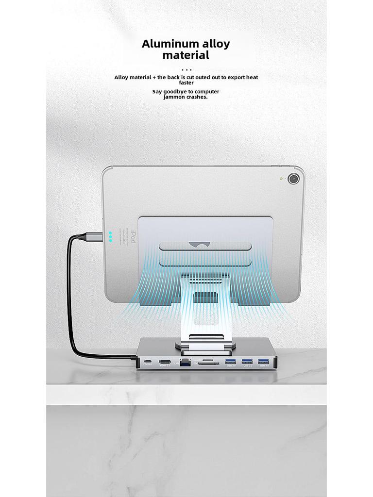 4K 60Hz USB-C Docking Station with Gigabit Ethernet, USB 3.2 Hub, and Rotating Stand for Phones and Tablets