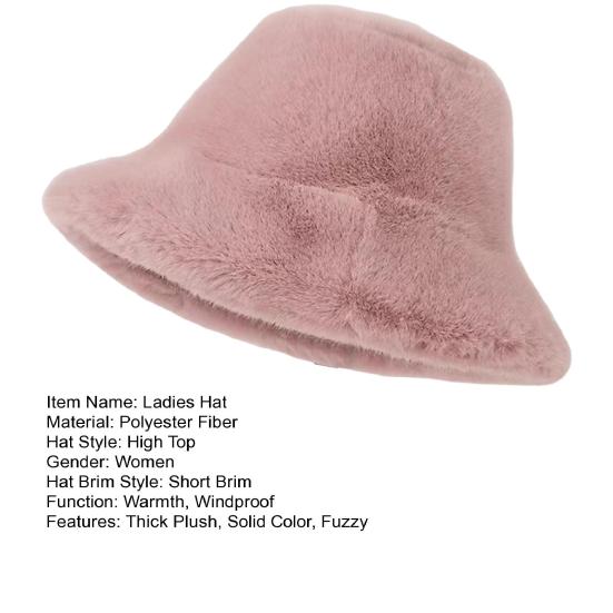 Women Winter Hat Thick Fuzzy Plush Faux Fur Heat Retention Windproof Fisherman Hat Short