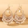 2pcs Bohemian Hollowed Out Rice Bead Tassel Women's Earrings for Vacation and Personalized Accessories
