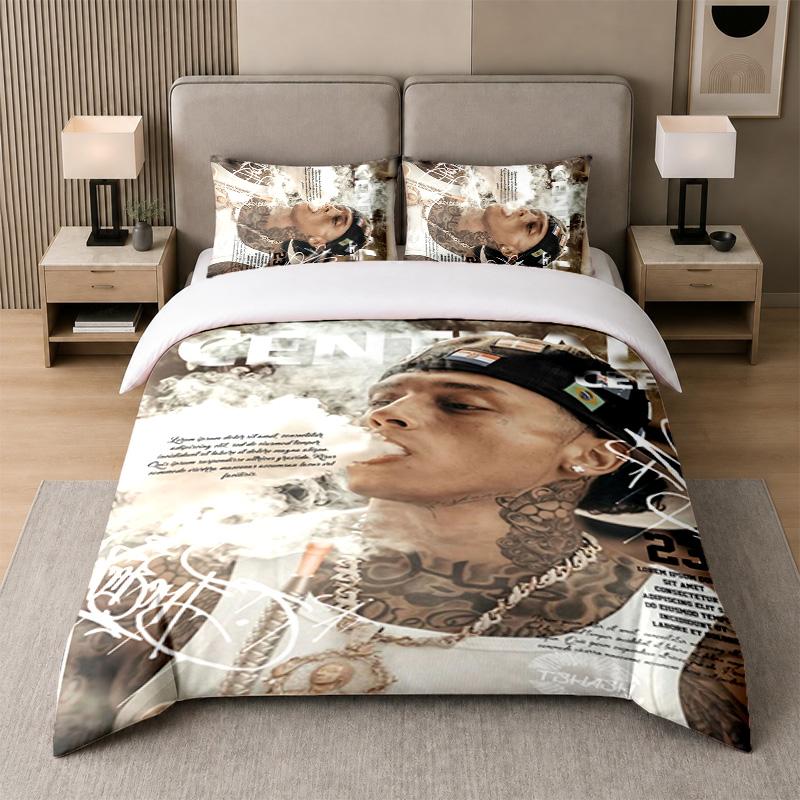 3Pcs Bed Set,Central Cee 1 Duvet Cover and 2 Pillowcases, Printed Bedding Decor For Guest Room