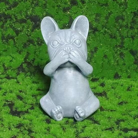Фигурка бульдога Ничего не вижу Ничего не говорю Ничего не слышу Зла Украшение бульдога Ручная работа Смола Статуэтка собаки для дома В помещении На стол Сад Декор