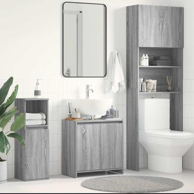 vidaXL Badschrank Grau Sonoma 60x33x61 Cm Holzwerkstoff