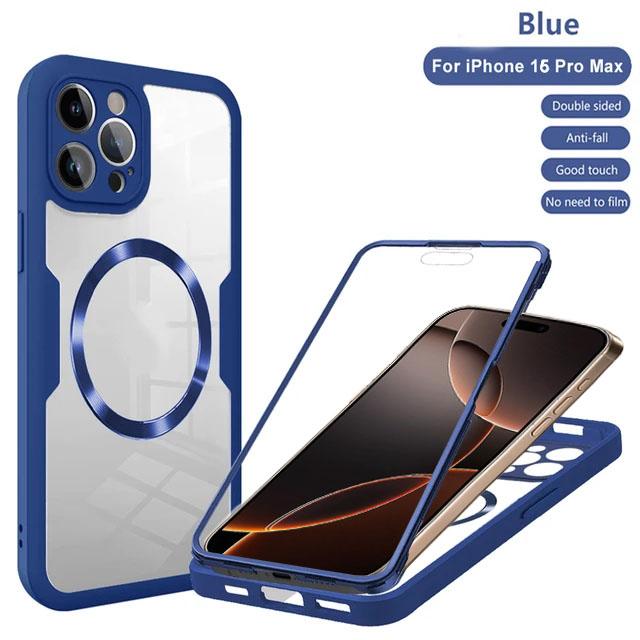 Для iPhone 16 15 14 11 12 13 Pro Max 360° Полностью защищенные двусторонние магнитные чехлы для беспроводной зарядки Magsafe Защитная крышка