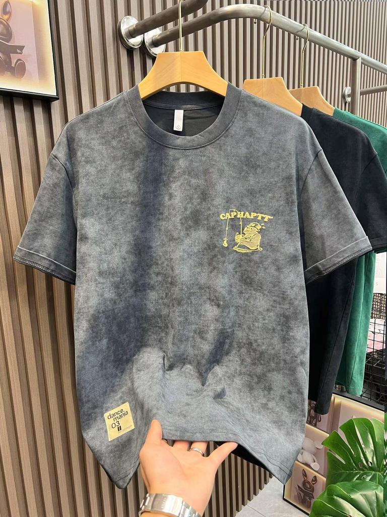 Мужская летняя футболка с короткими рукавами и графическим принтом 2024 года — свободный повседневный топ от New American Fashion Brand