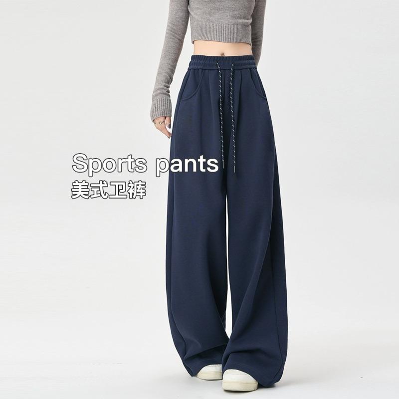 Navy Blue Sweatpants Women's New Loose Sweatpants Autumn Lazy Casual Drape Thin Wide-leg Pants