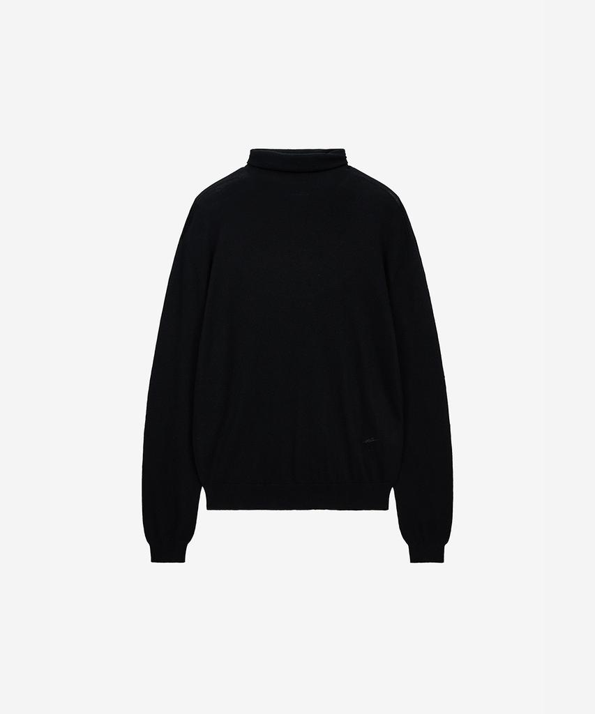 ZIOSONGZIO Silk Blend Whole Garment Turtleneck Black Zi2Kt201Bk
