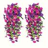 2pcs Boho Chic UV-Resistant Morning Glory Hanging Flowers with Eucalyptus, Wedding & Home Decor, Perfect for Spring, Flower Decorations