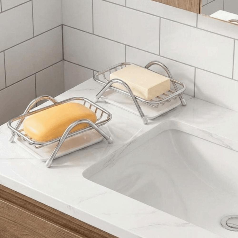 2PCS Rustproof Stainless Steel Soap Rack Space Saving Soap Tray Durable Soap Storage Rack  Kitchen