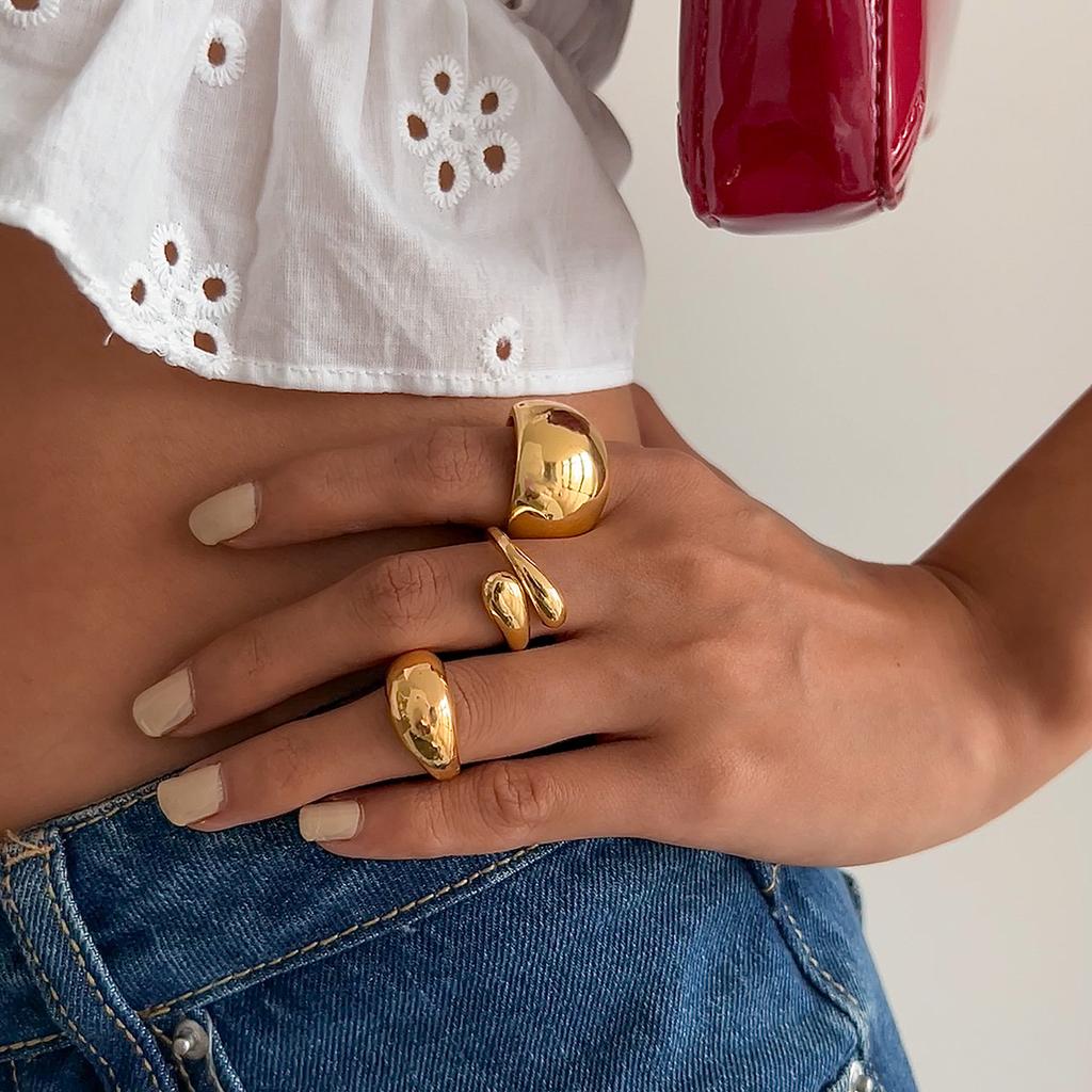 Ниша открытое кольцо дизайн чувство геометрическое соединение кольцо лава металл ветер дуга кольцо набор