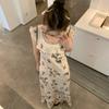 Лето 2025 года, модное повседневное длинное платье с принтом Bufferfly, женское модное шикарное платье с оборками и квадратным воротником, корейское элегантное облегающее платье