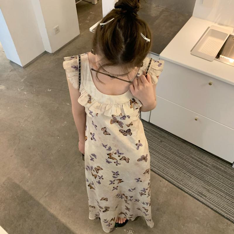Лето 2025 года, модное повседневное длинное платье с принтом Bufferfly, женское модное шикарное платье с оборками и квадратным воротником, корейское элегантное облегающее платье
