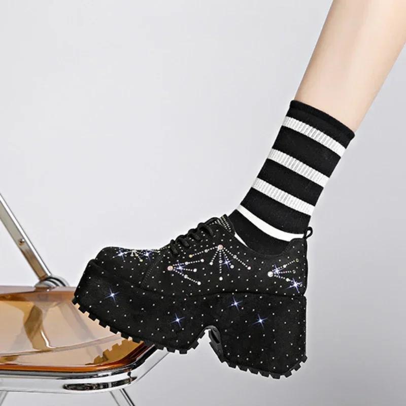 Fashion Women Vulcanized Shoe Fashion Water Diamond Denim Shoes 2024 Women's New Platform Luxury Comfortable Casual Shoes Platform Shoes