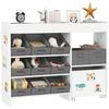 Kids Toy Storage Unit With 11 Bins Cabinet Top Shelves 3 Stickers For Nursery Playroom White