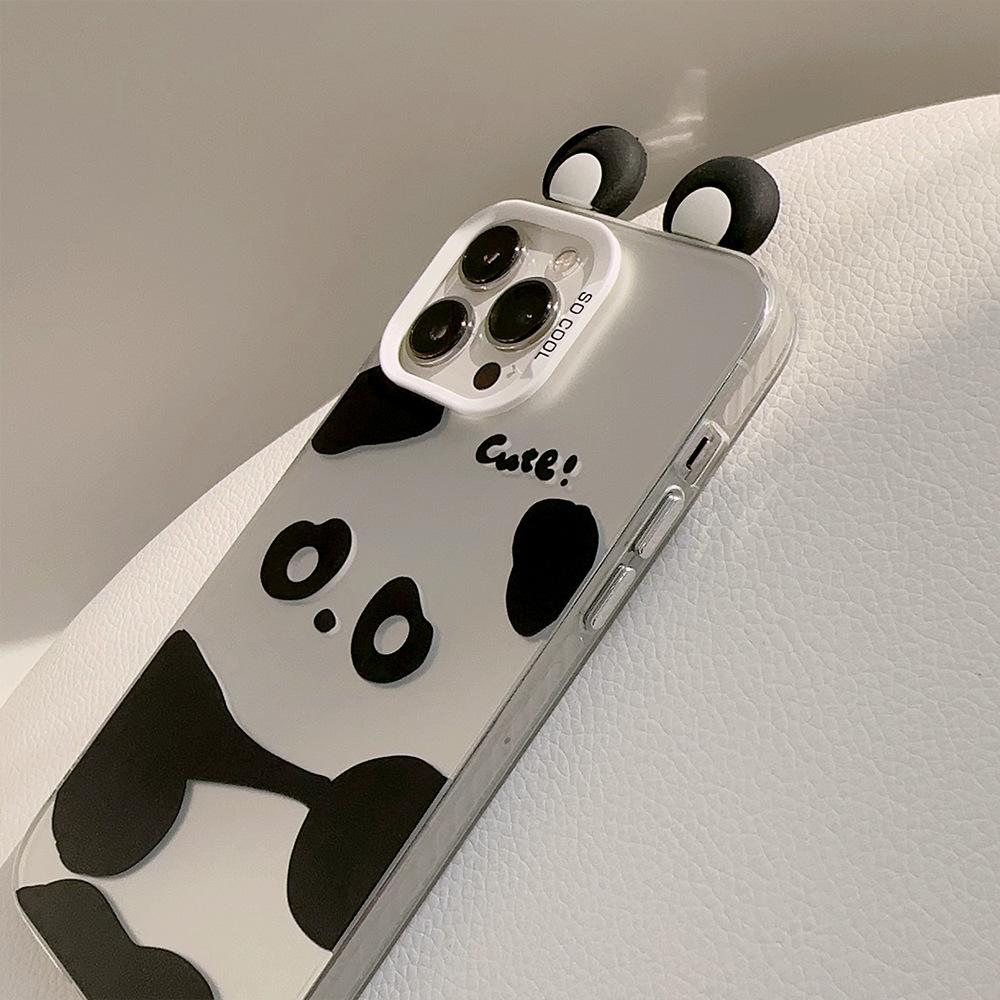 Big Ears Panda Iphone15 Suitable for 16Promax Mobile Phone Case 12 Apple 13 Three Dimensional Cute 11 Laser Hard