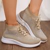 Female Shoes On Sale 2024 Mesh Women's Vulcanize Shoes Breathable Women Sneakers Crystal Low Heel Lace Up Women's Casual Shoes