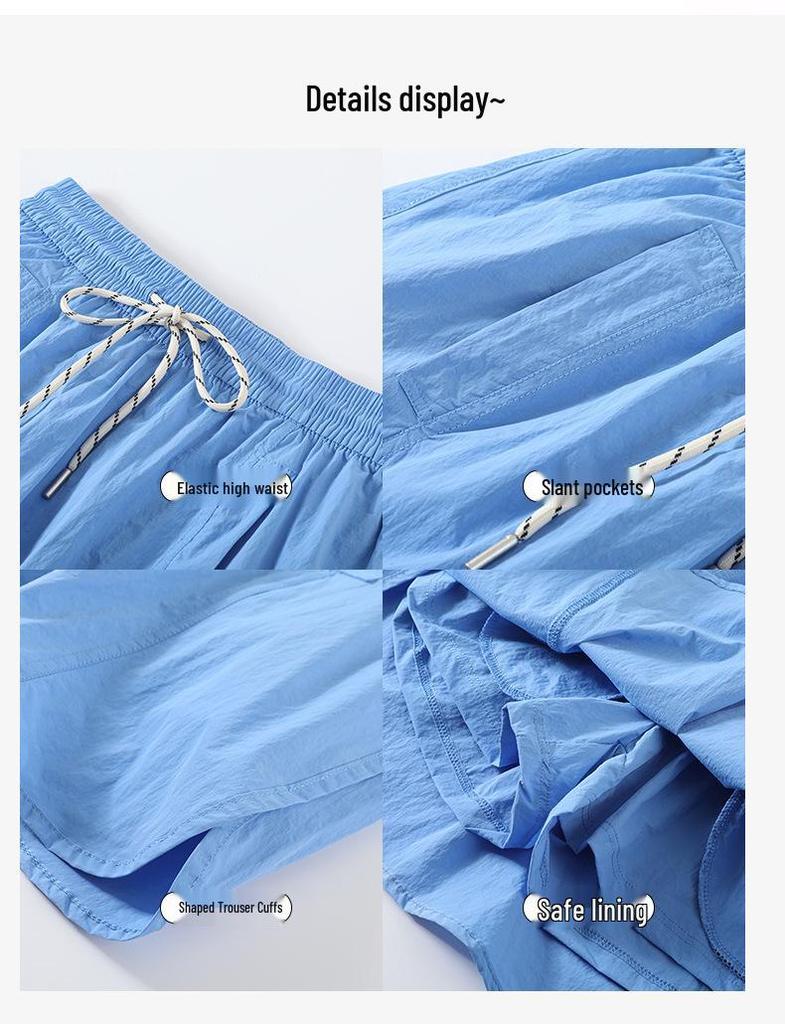Apricot 2025 Women's A-line Elastic Waist Skirt Shorts - Loose, Slimming, Anti-exposure.