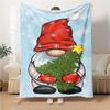 1Pc Christmas Gnome Celebration Blanket Soft Throw Blanket For Home Bedroom Bed Sofa Travel Office Solid Christmas Blanket