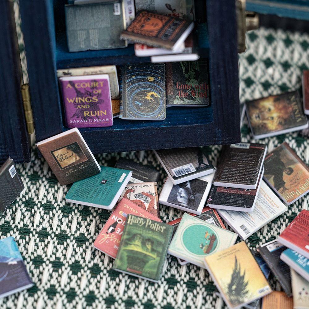 Wooden Pocket Anxiety Bookshelf Home Decoration Tiny Book Library Miniature Bookshelf Tabletop