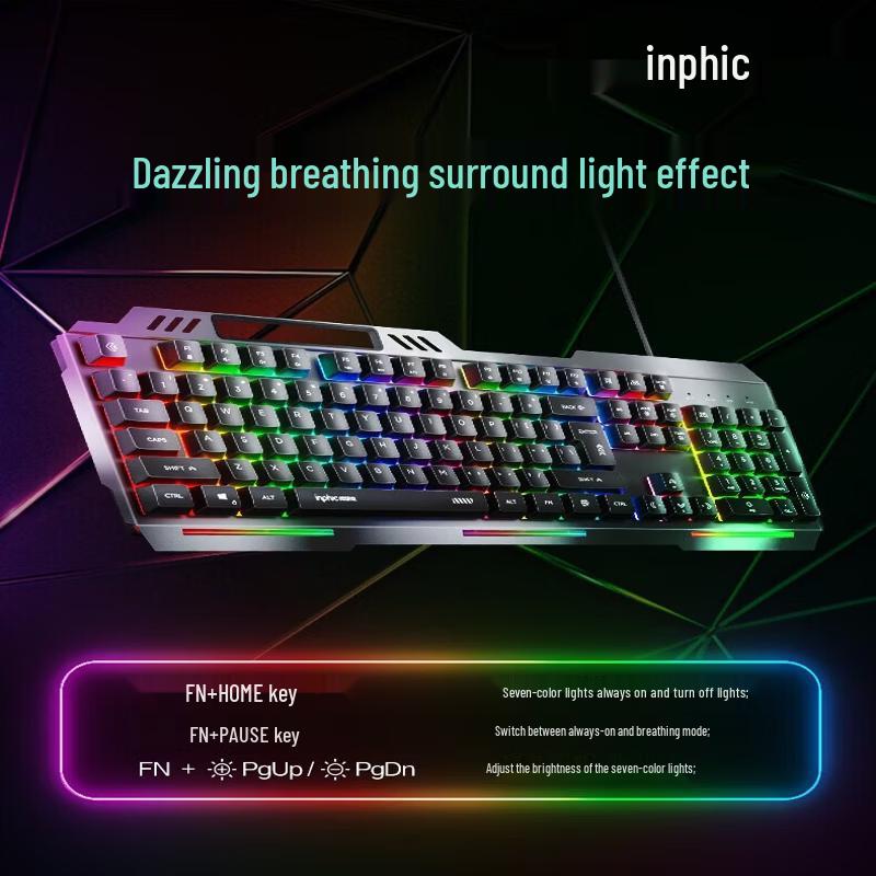 Игровая клавиатура и мышь INPHIC V2 с проводным RGB-подключением и механическими переключателями с возможностью горячей замены