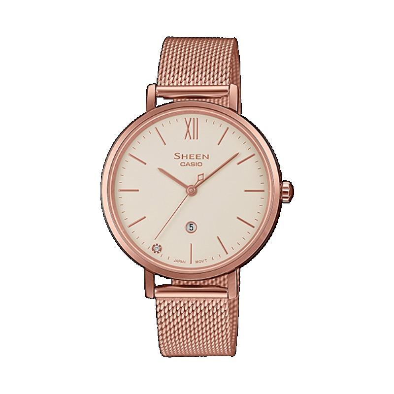 Casio Мужские аналоговые кварцевые часы из нержавеющей стали SHE-4539CGM-4A, водостойкость 50 м
