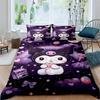 3D Printed Kuromi Cartoon Three-piece Bedding Set, Duvet Cover Set, Includes Pillowcases, No Filling.