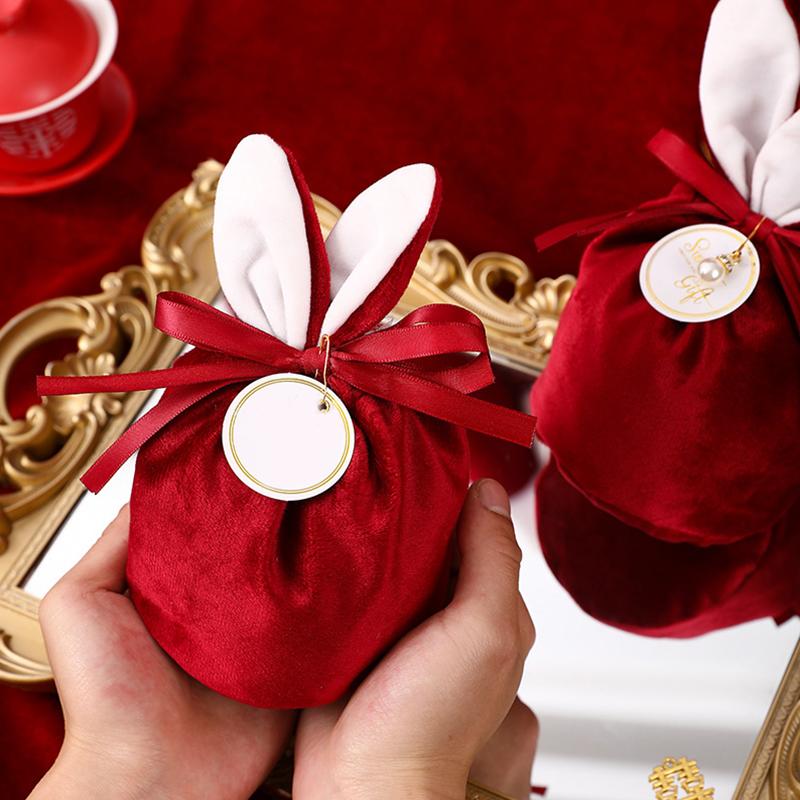 Пасхальные кроличьи ушки, мешочек для конфет, милый кролик, бархатные мешочки на шнурке, подарочные упаковочные пакеты, органайзер для украшений для свадьбы, дня рождения, вечеринки