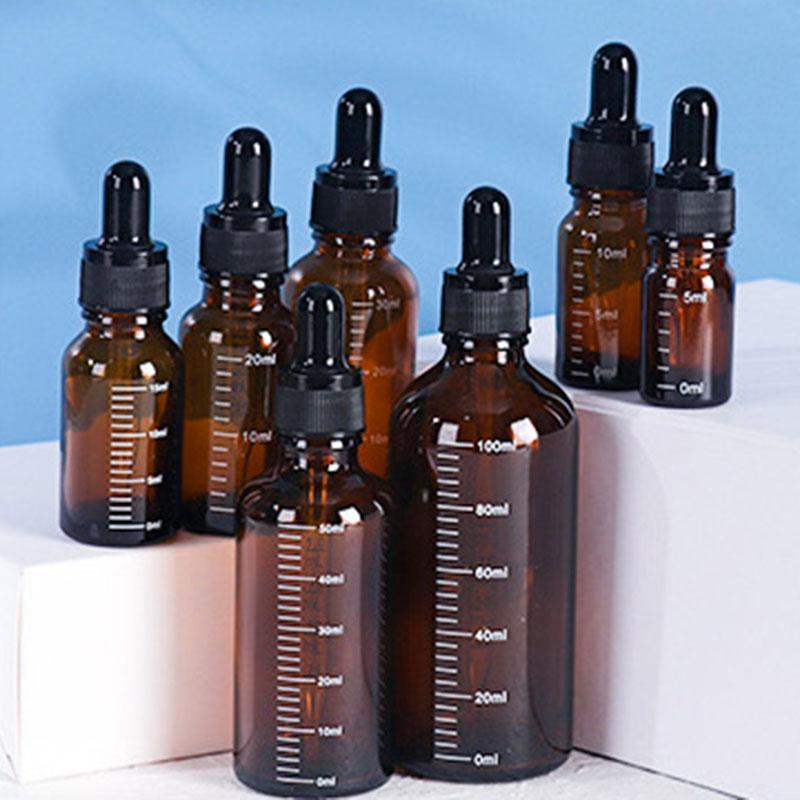 5Ml-100Ml Dropper Bottles With Scale Reagent Eye Drop Amber Glass Aromatherapy Liquid Pipette Bottle Refillable Bottles Travel