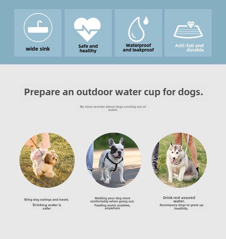 Портативная поилка для домашних животных двойного назначения для использования на открытом воздухе