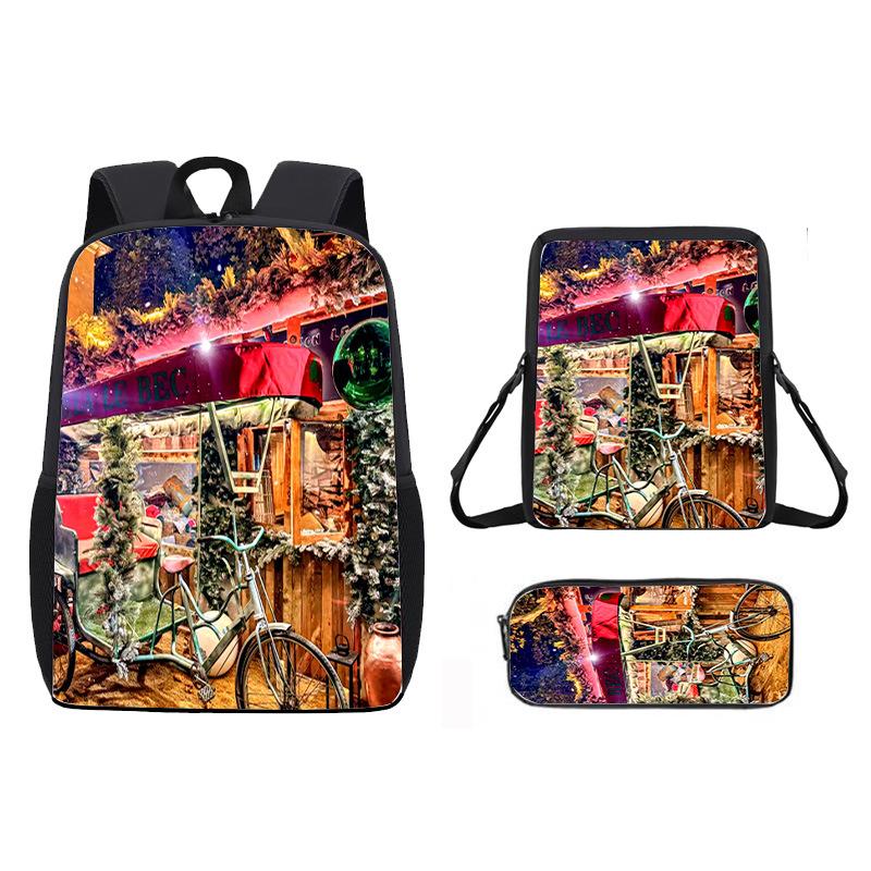 Christmas ChristmasDay Student School Bag Backpack Satchel Bag Pencil Case D Storage Christmas