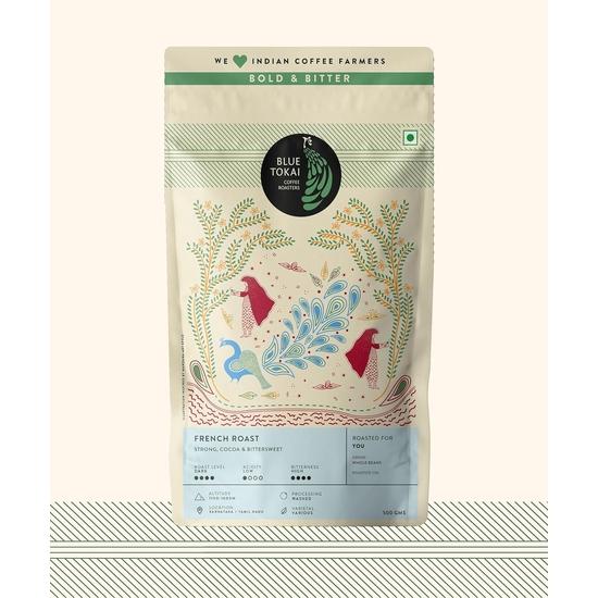 Blue Tokai Coffee Roasters Французская обжарка - Темная обжарка | Цельные зерна 500 г | 100% Арабика | Специальный кофе | Свежеобжаренные кофейные зерна