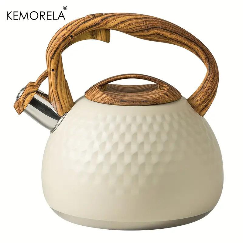 KEMORELA 3 л Чайник из нержавеющей стали для кипячения воды со свистком, с ручкой, устойчивой к нагреву, для газовых и индукционных плит