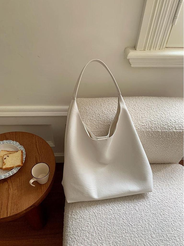 2025 Модная серебристая женская сумка-тоут подмышку в корейском стиле - Универсальная, вместительная летняя наплечная сумка