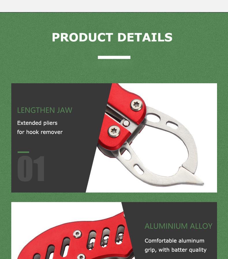 Aluminum Alloy Fishing Accessories Fish Lip Grip Controller Multifunction Pliers for Salmon Carp Lake/Fly Fishing-Waterproof