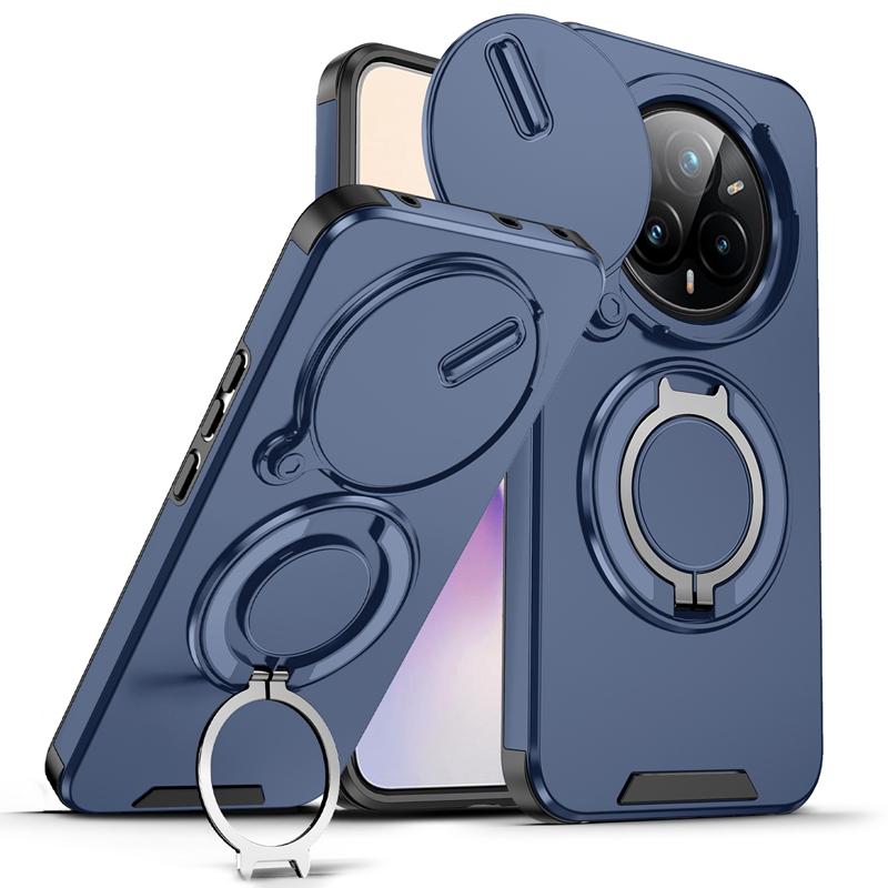 Бронированный чехол для OPPO Realme 14 Pro 5G со сдвижной защитой объектива камеры, кольцом-подставкой и задней крышкой для Realme 14 Pro+ Plus Capa