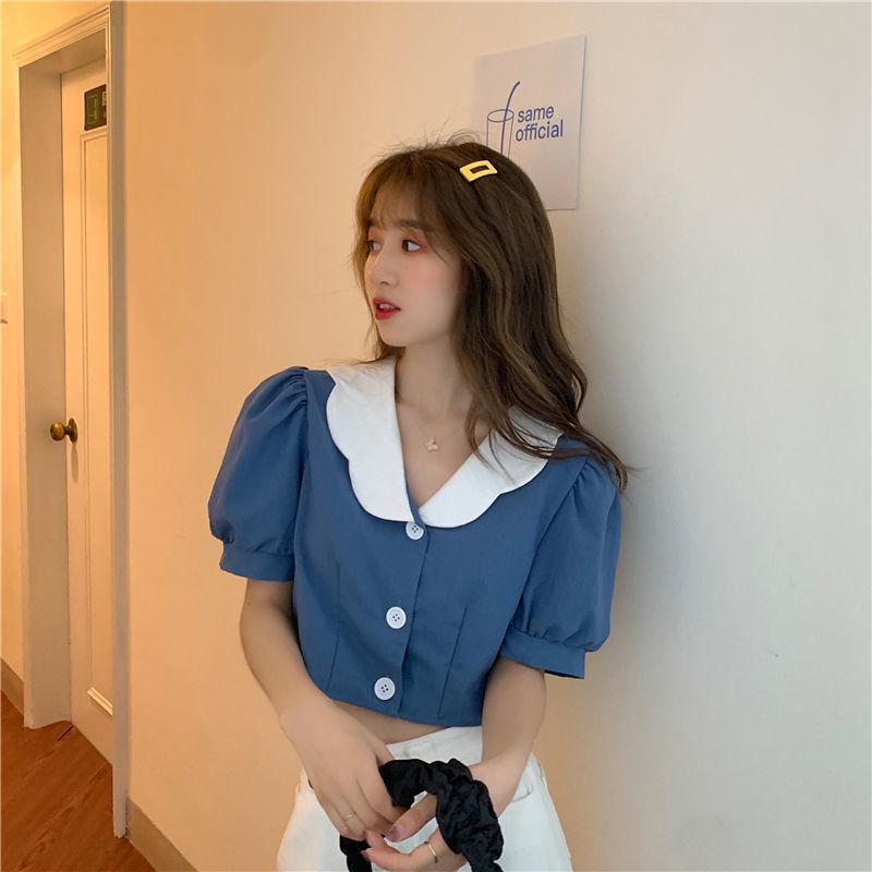 Лето 2024 г. Трикотажный топ в корейском стиле с короткими рукавами для женщин