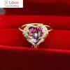 Ocean Heart Colorful Ring Peach Heart Zircon Adjustable Ring Personality Fashion Love Ring Wedding Jewelry Birthday Gift