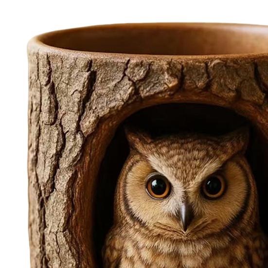 Забавная кружка с енотом, кружка с текстурой коры, кружка из смолы с животным, кофейная чашка ручной работы, барная пивная кружка, подарок для любителей природы