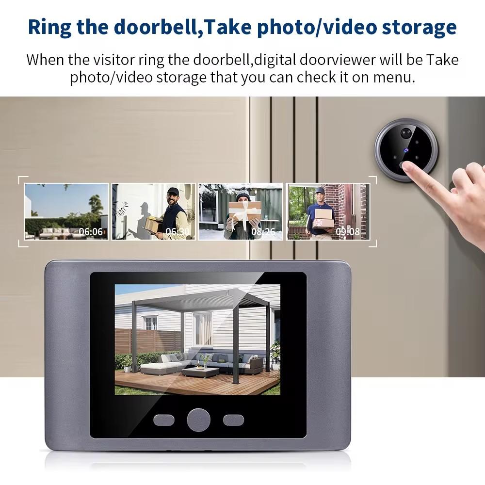 2.8" Digital Magic Eye Electronic Viewfinder Night Vision Safety Door Viewer Photo Recording Door Peephole Camera