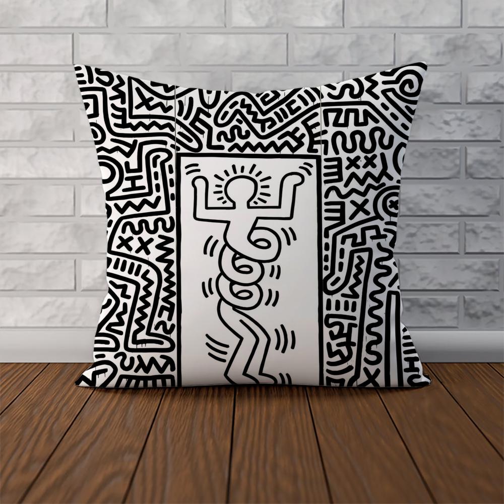 ART KKeith HHaring Pillow Case For Car Sofa Decorative Home Doublesided Print Plush Square Throw Pillow Cushion Cover