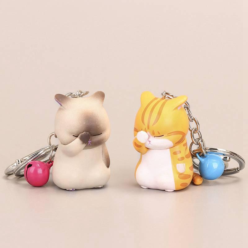 Cartoon Cat Keychains Jewelry Accessories Cute Small Pendant Gifts Kitten Keyring