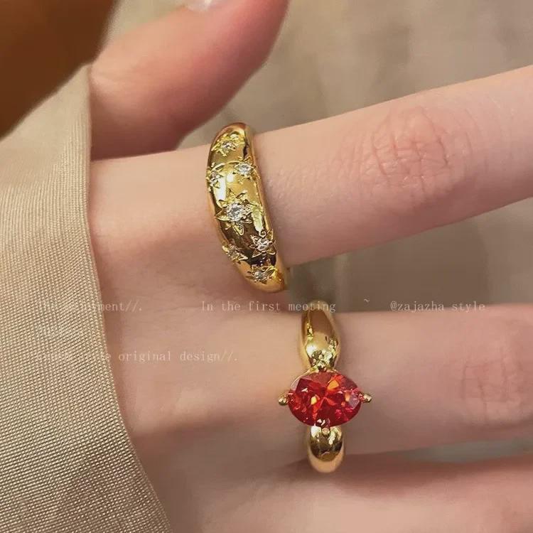 Women's Vintage Gold Brushed Adjustable Ring with Medieval Style Design