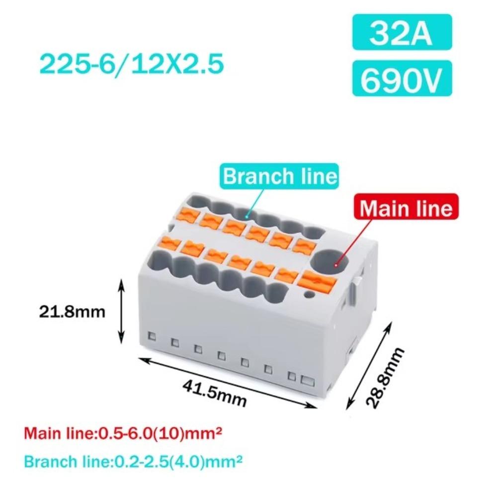 Один вход, несколько выходов, проводные электрические соединители PTFIX 2,5 мм, распределительный блок, монтаж на DIN-рейку