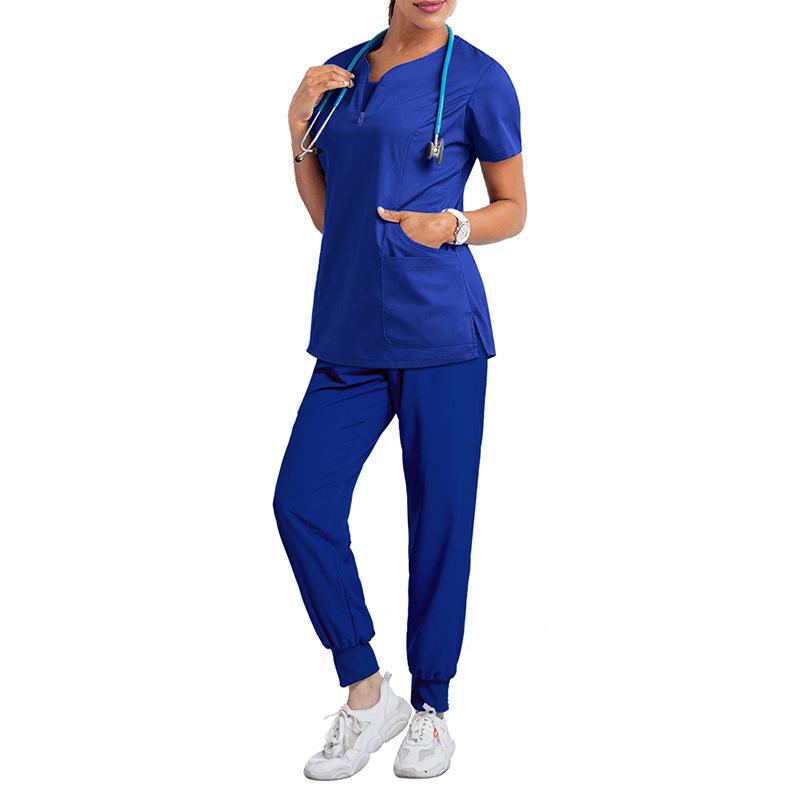 Two Piece Womens Ladies Short Sleeve Nurse Scrub Tops T-Shirt+Pants Sets Hospital Medical Nursing Uniform Outfits