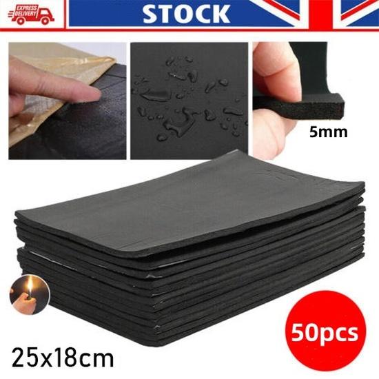 50PCS Sheets 5mm Sound Deadening Damping Mat Self-Adhesive Car Silent for Compact Van Proofing Camper Interior Accessories Heat Shields 2