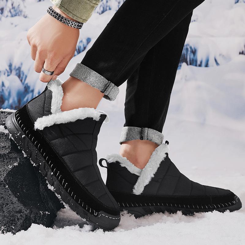 Winter Snow Boots for Men Fur Lined Warm Ankle Boots Waterproof Outdoor Boots Men's Lightweight Comfortable Walking Short Booties Shoes